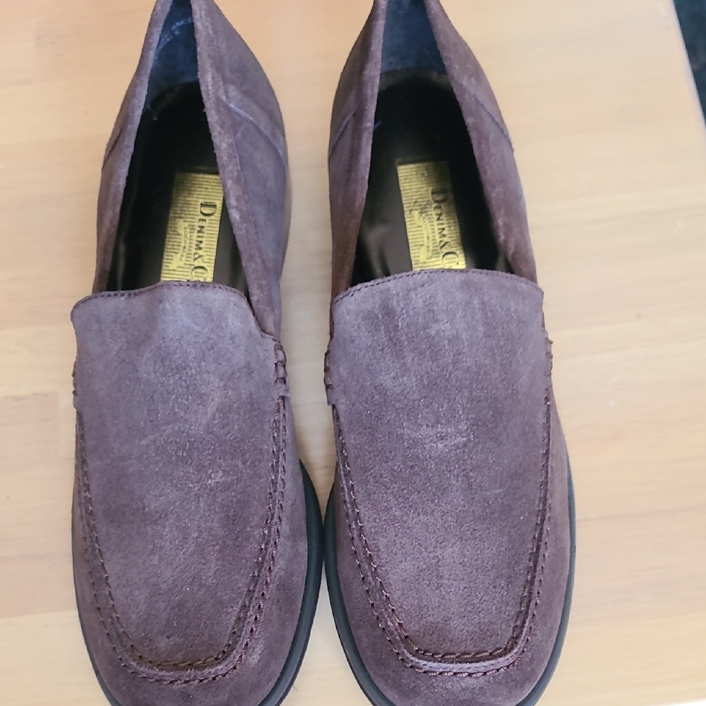 Denim&Co Rich Brown Suede Loafers